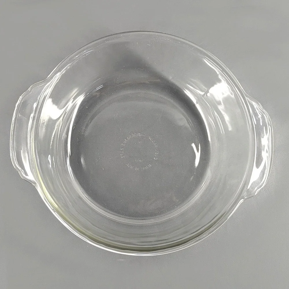 Fire-King Clear Glass Round Casserole Dish 443 Oven Proof Made in USA 1.5 Qt